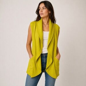 Bryn‎ Walker The Wrap Vest Chartreuse Bamboo Cotton Lagenlook Minimalist Scandi
